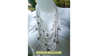 Bcbali 5 Strand White Beads mix Chain Necklace Fashion